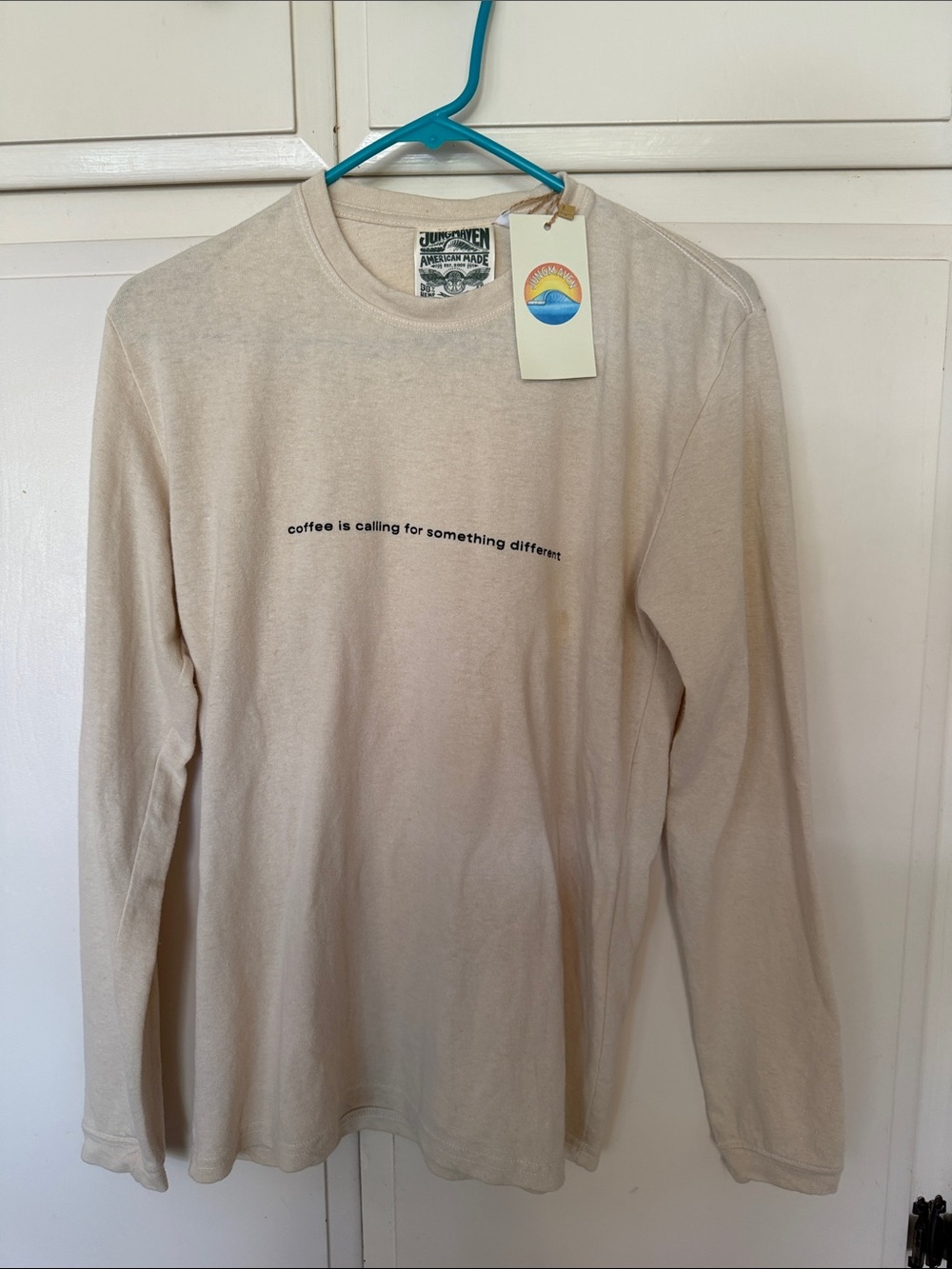 Long-Sleeve Tee in Cream with Minimal Graphic